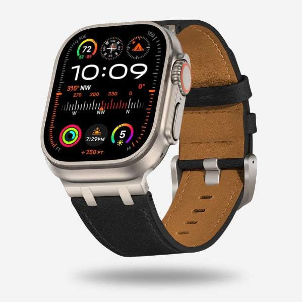 Apple Watch Leather Band Natural Titanium Clasp